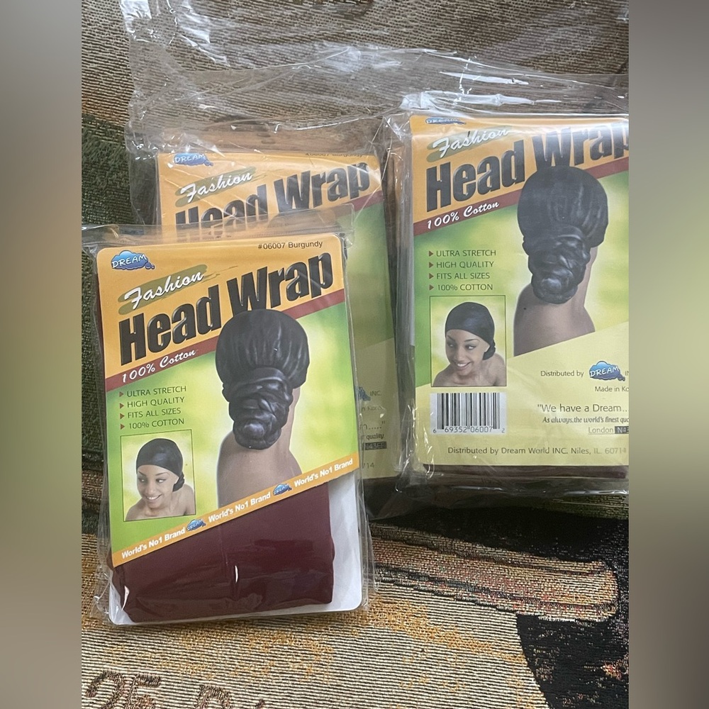 Lot of 12 African-American Head Wraps Burgundy NEW